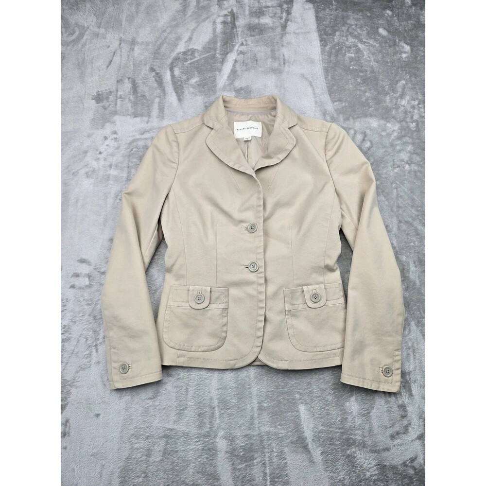 BANANA REPUBLIC Women's Beige Stretch Blazer Jacket Sz 2 Button Back Detail - Picture 1 of 6